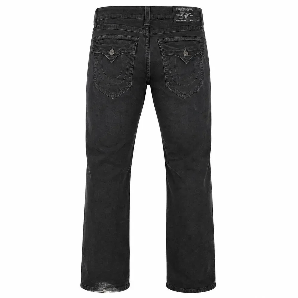 True Religion Mens Ricky Jean 34x33 Straight Flap SN Black